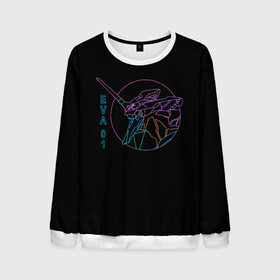 Мужской свитшот 3D с принтом Eva 01 Vaporwave Evangelion в городе Новоалтайск, 100% полиэстер с мягким внутренним слоем | круглый вырез горловины, мягкая резинка на манжетах и поясе, свободная посадка по фигуре | 90 | anime | cyborg | eva | eva 01 | evangelion | manga | meha | misato | rei | robot | vaporwave | аниме | вейпорвейв | ева | ева 01 | евангелион | манга | мисато | робот | синдзи