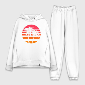 Женский костюм хлопок Oversize с принтом Пальма в городе Новоалтайск,  |  | neon | palm | retrovawe | sun | неон | пальма | ретровэйв | солнце