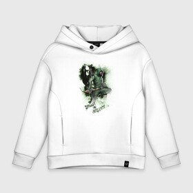 Детское худи Oversize хлопок с принтом Shoot For Justice в городе Новоалтайск, френч-терри — 70% хлопок, 30% полиэстер. Мягкий теплый начес внутри —100% хлопок | боковые карманы, эластичные манжеты и нижняя кромка, капюшон на магнитной кнопке | arrow | oliver queen | vdzabma | оливер куинн | стрела