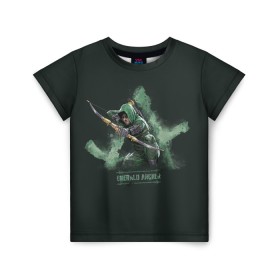 Детская футболка 3D с принтом Emerald Archer в городе Новоалтайск, 100% гипоаллергенный полиэфир | прямой крой, круглый вырез горловины, длина до линии бедер, чуть спущенное плечо, ткань немного тянется | arrow | oliver queen | vdzabma | оливер куинн | стрела