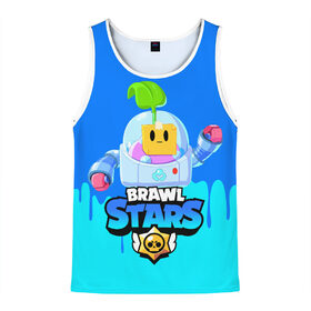 Мужская майка 3D с принтом Brawl Stars SPROUT в городе Новоалтайск, 100% полиэстер | круглая горловина, приталенный силуэт, длина до линии бедра. Пройма и горловина окантованы тонкой бейкой | Тематика изображения на принте: bibi | brawl stars | crow | leon | leon shark | max | mecha crow | mr.p | sally leon | shark | sprout | virus 8 bit | берли | биби | бравл старс | вирус 8 бит | ворон | леон | макс | мешха кров | оборотень | спроут | сэли леон