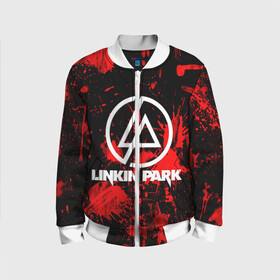 Детский бомбер 3D с принтом Linkin Park в городе Новоалтайск, 100% полиэстер | застегивается на молнию, по бокам два кармана без застежек, мягкие манжеты, по низу бомбера и на воротнике — эластичная резинка | chester bennington | linkin park | rock | группа | линкин парк | логотип | музыка | рок | рок н ролл | честер беннингтон | эмблема
