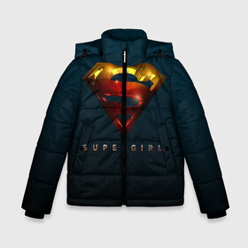 Зимняя куртка для мальчиков 3D с принтом Supergirl Logo в городе Новоалтайск, ткань верха — 100% полиэстер; подклад — 100% полиэстер, утеплитель — 100% полиэстер | длина ниже бедра, удлиненная спинка, воротник стойка и отстегивающийся капюшон. Есть боковые карманы с листочкой на кнопках, утяжки по низу изделия и внутренний карман на молнии. 

Предусмотрены светоотражающий принт на спинке, радужный светоотражающий элемент на пуллере молнии и на резинке для утяжки | supergirl | vdzabma | супергерл