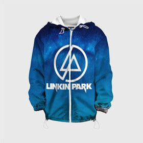Детская куртка 3D с принтом Linkin Park в городе Новоалтайск, 100% полиэстер | застежка — молния, подол и капюшон оформлены резинкой с фиксаторами, по бокам — два кармана без застежек, один потайной карман на груди, плотность верхнего слоя — 90 г/м2; плотность флисового подклада — 260 г/м2 | Тематика изображения на принте: chester bennington | linkin park | rock | space | группа | космос | линкин парк | логотип | музыка | рок | рок н ролл | честер беннингтон | эмблема