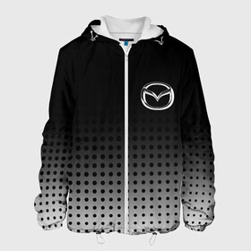 Мужская куртка 3D с принтом Mazda в городе Новоалтайск, ткань верха — 100% полиэстер, подклад — флис | прямой крой, подол и капюшон оформлены резинкой с фиксаторами, два кармана без застежек по бокам, один большой потайной карман на груди. Карман на груди застегивается на липучку | mazda | mazda лого | mazda марка | mazda эмблема | значок mazda | лого авто | лого автомобиля | логотип mazda | логотип мазда | мазда | мазда значок | мазда лого | мазда эмблема | черно белый
