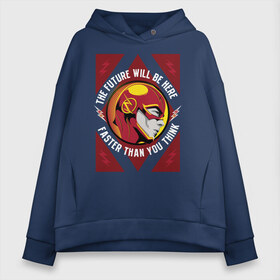 Женское худи Oversize хлопок с принтом The Flash в городе Новоалтайск, френч-терри — 70% хлопок, 30% полиэстер. Мягкий теплый начес внутри —100% хлопок | боковые карманы, эластичные манжеты и нижняя кромка, капюшон на магнитной кнопке | barry allen | the flash | vdzabma | барри аллен | флэш
