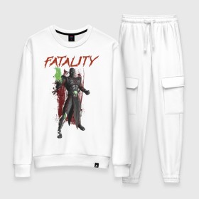 Женский костюм хлопок с принтом Ermac в городе Новоалтайск, 100% хлопок | на свитшоте круглая горловина, мягкая резинка по низу. Брюки заужены к низу, на них два вида карманов: два 