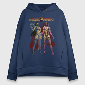 Женское худи Oversize хлопок с принтом Mileena Kitana в городе Новоалтайск, френч-терри — 70% хлопок, 30% полиэстер. Мягкий теплый начес внутри —100% хлопок | боковые карманы, эластичные манжеты и нижняя кромка, капюшон на магнитной кнопке | 