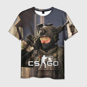 Мужская футболка 3D с принтом CS:GO в городе Новоалтайск, 100% полиэфир | прямой крой, круглый вырез горловины, длина до линии бедер | counter strike | cs | cs go | csgo | game | винтовка | вой | го | игрок | компьютерная игра | контер страйк | контр страйк | контра | коунтер страйк | кс | оружие | пистолет