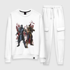 Женский костюм хлопок с принтом Sub-Zero and Scorpion в городе Новоалтайск, 100% хлопок | на свитшоте круглая горловина, мягкая резинка по низу. Брюки заужены к низу, на них два вида карманов: два 