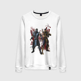 Женский свитшот хлопок с принтом Sub-Zero and Scorpion в городе Новоалтайск, 100% хлопок | прямой крой, круглый вырез, на манжетах и по низу широкая трикотажная резинка  | Тематика изображения на принте: 