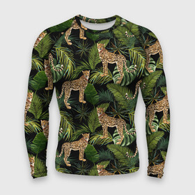 Мужской рашгард 3D с принтом Леопарды на ветках в городе Новоалтайск,  |  | texture | versace | абстракт | абстракция | версаче | классика | линии | паттерн | полосы | стиль | строгий | текстура | узоры