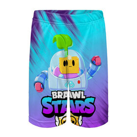 Детские спортивные шорты 3D с принтом BRAWL STARS SPROUT в городе Новоалтайск,  100% полиэстер
 | пояс оформлен широкой мягкой резинкой, ткань тянется
 | 8 bit | brawl stars | brawl stars sprout | crow | leon shark | max | mr.p | sally leon | shark | sprout | tara | werewolf leon | берли | бравл старс | ворон | макс | оборотень | спроут | тара