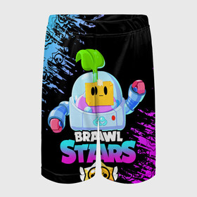 Детские спортивные шорты 3D с принтом BRAWL STARS SPROUT в городе Новоалтайск,  100% полиэстер
 | пояс оформлен широкой мягкой резинкой, ткань тянется
 | 8 bit | brawl stars | brawl stars sprout | crow | leon shark | max | mr.p | sally leon | shark | sprout | tara | werewolf leon | берли | бравл старс | ворон | макс | оборотень | спроут | тара