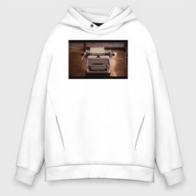 Мужское худи Oversize хлопок с принтом The Shining Typewriter Frame в городе Новоалтайск, френч-терри — 70% хлопок, 30% полиэстер. Мягкий теплый начес внутри —100% хлопок | боковые карманы, эластичные манжеты и нижняя кромка, капюшон на магнитной кнопке | the shining | vdosadir | сияние | стэнли кубрик