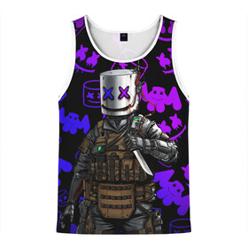 Мужская майка 3D с принтом MARSHMELLO FORTNITE в городе Новоалтайск, 100% полиэстер | круглая горловина, приталенный силуэт, длина до линии бедра. Пройма и горловина окантованы тонкой бейкой | cs | fortnite | go | marsh | marshmello | pubg | го | девушке | детская | детский | игра | кс | марш | маршм | маршмелло | маска | мужское | неон | пабг | парню | подарок | пубг | ребёнку | форт | фортнайт
