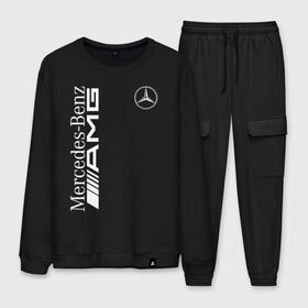Мужской костюм хлопок с принтом MERCEDES-BENZ AMG в городе Новоалтайск, 100% хлопок | на свитшоте круглая горловина, мягкая резинка по низу. Брюки заужены к низу, на них два вида карманов: два “обычных” по бокам и два объемных, с клапанами, расположенные ниже линии бедра. Брюки с мягкой трикотажной резинкой на поясе и по низу штанин. В поясе для дополнительного комфорта — широкие завязки | amg | auto | mercedes | sport | авто | автомобиль | автомобильные | амг | бренд | марка | машины | мерседес | спорт