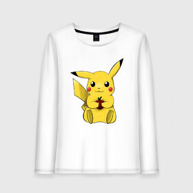 Женский лонгслив хлопок с принтом Пикачу в городе Новоалтайск, 100% хлопок |  | pikachu | pokemon | аниме | зверек | мультик | мультфильм | пика | пикачу | покемон | покемоны