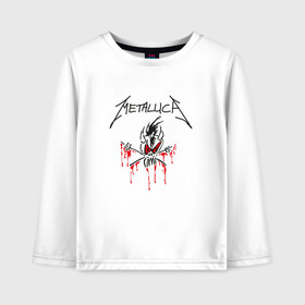 Детский лонгслив хлопок с принтом METALLICA в городе Новоалтайск, 100% хлопок | круглый вырез горловины, полуприлегающий силуэт, длина до линии бедер | kurt kobein | metallica | rock | курт кобейн | металика | металлика | рок | супер звезда