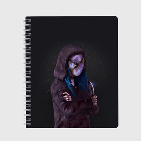 Тетрадь с принтом Dead by Daylight в городе Новоалтайск, 100% бумага | 48 листов, плотность листов — 60 г/м2, плотность картонной обложки — 250 г/м2. Листы скреплены сбоку удобной пружинной спиралью. Уголки страниц и обложки скругленные. Цвет линий — светло-серый
 | dead by daylight | деад бай дайлинг | деад бай деад лайт | деад бу дейлайт | дед бай дейлайт | жуть | игра | компьютерная игра | кровь | ужасы