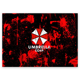 Поздравительная открытка с принтом UMBRELLA в городе Новоалтайск, 100% бумага | плотность бумаги 280 г/м2, матовая, на обратной стороне линовка и место для марки
 | biohazard | blood | coronavirus | evil | monster | resident evil | umbrella | virus | абстракция | амбрелла | вирус | игра | коронавирус | кровь | логотип | монстр | опасность | пандемия