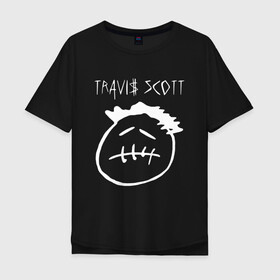 Мужская футболка хлопок Oversize с принтом TRAVIS SCOTT в городе Новоалтайск, 100% хлопок | свободный крой, круглый ворот, “спинка” длиннее передней части | epic games | fortnite | fortnite 2 сезон | travis scott | трэвис скотт. | фортнайт | фортнайт скины