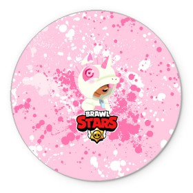 Коврик для мышки круглый с принтом BRAWL STARS LEON UNICORN в городе Новоалтайск, резина и полиэстер | круглая форма, изображение наносится на всю лицевую часть | Тематика изображения на принте: brawl stars leon | leon | sndy | stars | бравл старс | бравл старс игра | бравл старс леон единорог | леон | леон brawl stars | леон единорог | розовый бравл старс | тай дай
