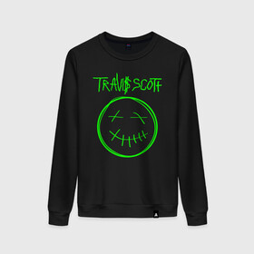 Женский свитшот хлопок с принтом TRAVIS SCOTT в городе Новоалтайск, 100% хлопок | прямой крой, круглый вырез, на манжетах и по низу широкая трикотажная резинка  | america | astroworld | cactus jack | rap | travis scott | usa | wish you were here | америка | зарубежный реп | кактус джек | реп | сша | трэвис скотт