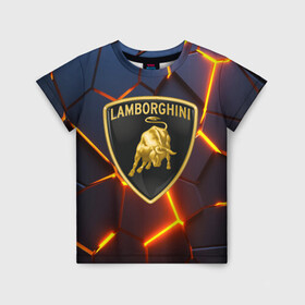 Детская футболка 3D с принтом LAMBORGHINI ЛАМБОРГИНИ в городе Новоалтайск, 100% гипоаллергенный полиэфир | прямой крой, круглый вырез горловины, длина до линии бедер, чуть спущенное плечо, ткань немного тянется | Тематика изображения на принте: abstraction | auto | brand | geometry | hexagon | lamborghini | neon | paints | sport | stripes | texture | triangle | абстракция | авто | автомобиль | автомобильные | бренд | брызги | геометрия | краски | ламборгини | марка | машины | неон | неоновый
