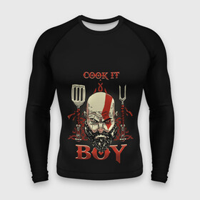 Мужской рашгард 3D с принтом God of War. Cook it Boy в городе Новоалтайск,  |  | atreus | god of war | god of war 4 | gow | kratos | ps4 | атрей | бог войны | гов | зы4 | кратос | левиафан | мальчик | мимир | мировой змей | пиратs | руны | эксклюзив