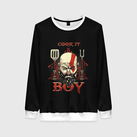Женский свитшот 3D с принтом God of War. Cook it Boy в городе Новоалтайск, 100% полиэстер с мягким внутренним слоем | круглый вырез горловины, мягкая резинка на манжетах и поясе, свободная посадка по фигуре | atreus | god of war | god of war 4 | gow | kratos | ps4 | атрей | бог войны | гов | зы4 | кратос | левиафан | мальчик | мимир | мировой змей | пиратs | руны | эксклюзив