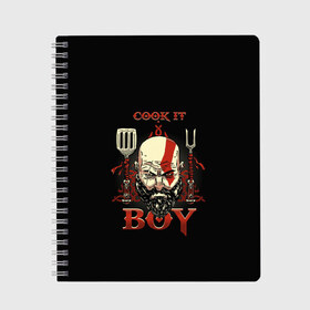 Тетрадь с принтом God of War Cook it Boy в городе Новоалтайск, 100% бумага | 48 листов, плотность листов — 60 г/м2, плотность картонной обложки — 250 г/м2. Листы скреплены сбоку удобной пружинной спиралью. Уголки страниц и обложки скругленные. Цвет линий — светло-серый
 | atreus | god of war | god of war 4 | gow | kratos | ps4 | атрей | бог войны | гов | зы4 | кратос | левиафан | мальчик | мимир | мировой змей | пиратs | руны | эксклюзив