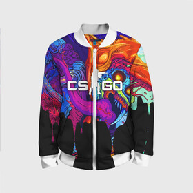 Детский бомбер 3D с принтом CS GO HYPER BEAST в городе Новоалтайск, 100% полиэстер | застегивается на молнию, по бокам два кармана без застежек, мягкие манжеты, по низу бомбера и на воротнике — эластичная резинка | cs go | cs going | кс го | кс го кейс | кс го скин | скачивать кс. | скины cs go