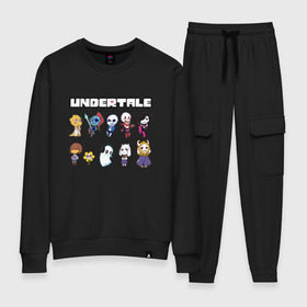 Женский костюм хлопок с принтом UNDERTALE в городе Новоалтайск, 100% хлопок | на свитшоте круглая горловина, мягкая резинка по низу. Брюки заужены к низу, на них два вида карманов: два 