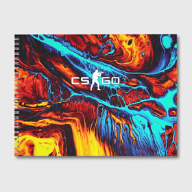 Альбом для рисования с принтом CS GO STRIPES FLAME КС ГО ПЛАМЯ в городе Новоалтайск, 100% бумага
 | матовая бумага, плотность 200 мг. | Тематика изображения на принте: astralis | awp | counter strike | cs go | cs go global offensive | cs:go | faze clan | hyper beast | team liquid | астралис | кс го | тим ликвид | фейз клан | хайпер бист
