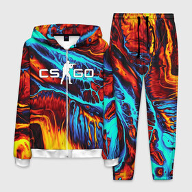 Мужской костюм 3D с принтом CS GO STRIPES FLAME в городе Новоалтайск, 100% полиэстер | Манжеты и пояс оформлены тканевой резинкой, двухслойный капюшон со шнурком для регулировки, карманы спереди | astralis | awp | counter strike | cs go | cs go global offensive | cs:go | faze clan | hyper beast | team liquid | астралис | кс го | тим ликвид | фейз клан | хайпер бист