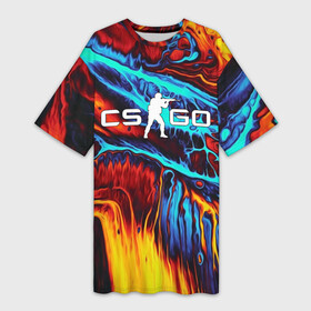 Платье-футболка 3D с принтом CS GO STRIPES FLAME | КС ГО ПЛАМЯ в городе Новоалтайск,  |  | astralis | awp | counter strike | cs go | cs go global offensive | cs:go | faze clan | hyper beast | team liquid | астралис | кс го | тим ликвид | фейз клан | хайпер бист