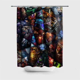 Штора 3D для ванной с принтом Герои Dota 2 в городе Новоалтайск, 100% полиэстер | плотность материала — 100 г/м2. Стандартный размер — 146 см х 180 см. По верхнему краю — пластиковые люверсы для креплений. В комплекте 10 пластиковых колец | cs go | dota 2 | lina | navi | puck | razor | shadow fiend | steam | video games | virtus pro | видео игры | демоны | дота 2 | киберспорт | молния | скелеты
