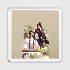 Магнит 55*55 с принтом Wei Ying and Lan Zhan в городе Новоалтайск, Пластик | Размер: 65*65 мм; Размер печати: 55*55 мм | Тематика изображения на принте: mo dao zu shi | ваньинь | вэй ин | вэй усянь | лань ванцзи | лань чжань | магистр дьявольского культа | цзян чэн
