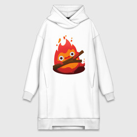 Платье-худи хлопок с принтом Calcifer в городе Новоалтайск,  |  | ведьма пустоши | кальцифер | маркл | пугало | пугало репка | софи | софи хаттер | хаул | хаул пендрагон | ходячий замок | ходячий замок хаула