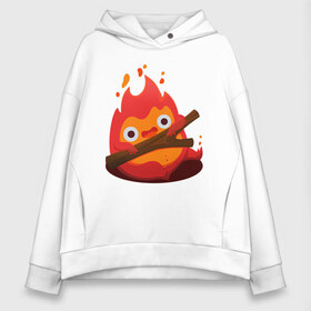 Женское худи Oversize хлопок с принтом Calcifer в городе Новоалтайск, френч-терри — 70% хлопок, 30% полиэстер. Мягкий теплый начес внутри —100% хлопок | боковые карманы, эластичные манжеты и нижняя кромка, капюшон на магнитной кнопке | ведьма пустоши | кальцифер | маркл | пугало | пугало репка | софи | софи хаттер | хаул | хаул пендрагон | ходячий замок | ходячий замок хаула
