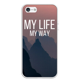 Чехол для iPhone 5/5S матовый с принтом My Life My Way в городе Новоалтайск, Силикон | Область печати: задняя сторона чехла, без боковых панелей | Тематика изображения на принте: my life | английский | горы | градиент | лес | мемы | мрак | мрачный | прикольные | пропасть | с надписями | серый | серьезные | со смыслом | страшный | тайга | темные | тьма | цитаты | черный