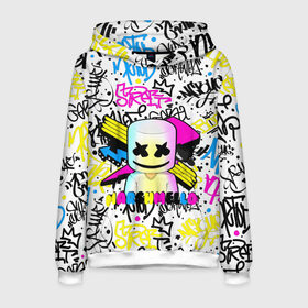 Мужская толстовка 3D с принтом MARSHMELLO в городе Новоалтайск, 100% полиэстер | двухслойный капюшон со шнурком для регулировки, мягкие манжеты на рукавах и по низу толстовки, спереди карман-кенгуру с мягким внутренним слоем. | logo marshmello | marshmello | логотип маршмелло. | маршмелло | маршмело | смайл