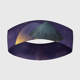 Повязка на голову 3D с принтом To the Moon 3D в городе Новоалтайск,  |  | lighthouse | moon | night | pair | silhouettes | stars | to the moon | звёзды | луна | маяк | ночь | пара | силуэты