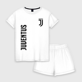 Женская пижама с шортиками хлопок с принтом JUVENTUS в городе Новоалтайск, 100% хлопок | футболка прямого кроя, шорты свободные с широкой мягкой резинкой | cr7 | fc juventus | football | juve | juventus | ronaldo | sport | роналдо | спорт | футбол | ювентус