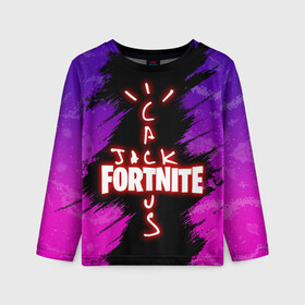 Детский лонгслив 3D с принтом FORTNITE X TRAVIS SCOTT в городе Новоалтайск, 100% полиэстер | длинные рукава, круглый вырез горловины, полуприлегающий силуэт
 | astro | astronomical | astroworld | cactus | fort | fortnite | jack | nite | nomical | scott | travis | world | астро | астрономикал | джек | джэк | кактус | найт | номикал | скотт | трэвис | форт | фортнайт