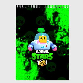 Скетчбук с принтом BRAWL STARS SPROUT в городе Новоалтайск, 100% бумага
 | 48 листов, плотность листов — 100 г/м2, плотность картонной обложки — 250 г/м2. Листы скреплены сверху удобной пружинной спиралью | Тематика изображения на принте: brawl | brawl stars | brawl stars sprout | clash | sprout | бравл старс | игра | мобильные игры | спраут