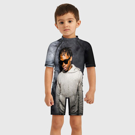 Детский купальный костюм 3D с принтом ASTRONOMICAL TRAVIS SCOTT в городе Новоалтайск, Полиэстер 85%, Спандекс 15% | застежка на молнии на спине | astronomical | fortnite | travis scott | астрономикал | концерт | концерт в фортнайт | тревис скотт | трэвис скотт | фортнайт