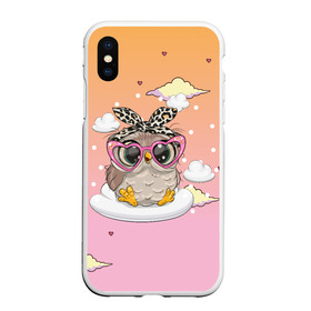 Чехол для iPhone XS Max матовый с принтом Милая сова на облачках в городе Новоалтайск, Силикон | Область печати: задняя сторона чехла, без боковых панелей | Тематика изображения на принте: девочка | милашка | милая | милая сова | облака | облачка | сова | сова в очках | сова девочка | совенок | совушка
