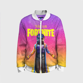 Детский бомбер 3D с принтом TRAVIS SCOTT+FORTNITE в городе Новоалтайск, 100% полиэстер | застегивается на молнию, по бокам два кармана без застежек, мягкие манжеты, по низу бомбера и на воротнике — эластичная резинка | america | astro jack | astroworld | cactus jack | fortnite | fortnite 2 | fortnite х | rap | travis scott | usa | wish you were here | америка | астро джек | зарубежный реп | кактус джек | реп | сша | трэвис скотт | фортнайт | фортнайт 2